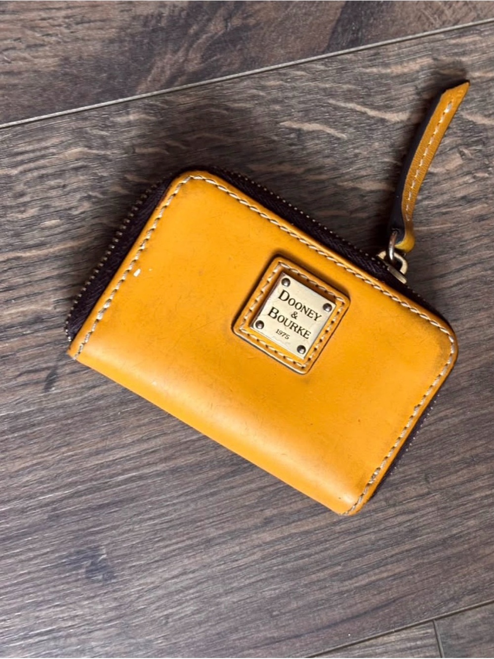 Dooney & Bourke Yellow Leather Zip Card Wallet